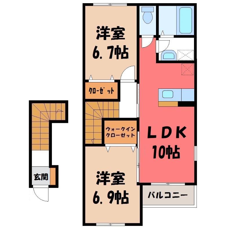 東武伊勢崎線 加須駅 徒歩35分 2階建 築9年(2LDK/2階)の間取り写真