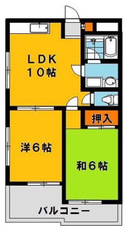 レジデンス陽南(2LDK/3階)の間取り写真