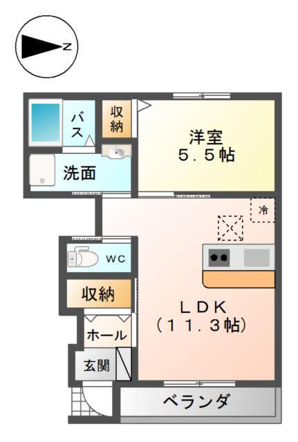 ウィングコート(1LDK/1階)の間取り写真