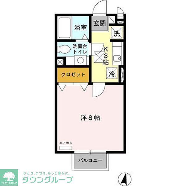 貸アパート 高崎市和田多中町(1K/1階)の間取り写真