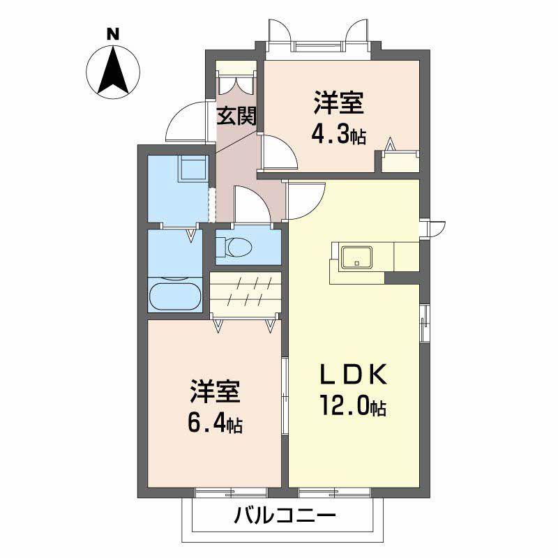 ケサラン パサラン(2LDK/1階)の間取り写真