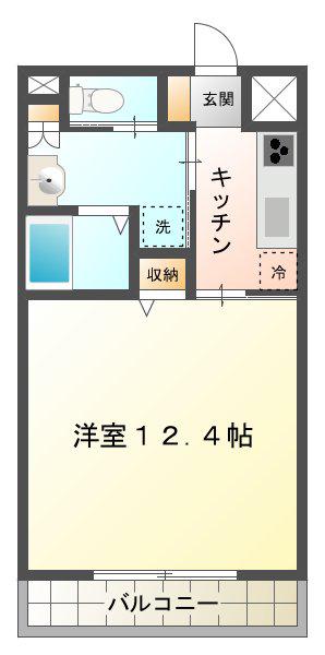 エマーズテラス(1K/2階)の間取り写真