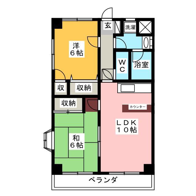 エスパスハマノ(2LDK/5階)の間取り写真