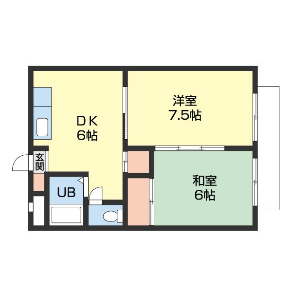 マンション吹上(2DK/3階)の間取り写真