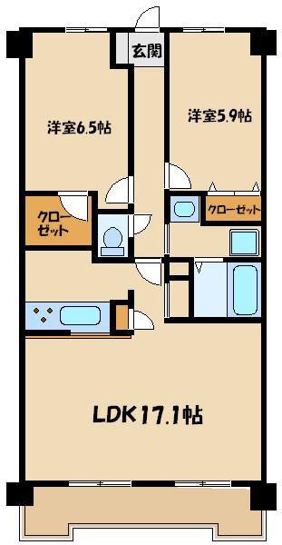 カルムードゥ町田(2LDK/8階)の間取り写真