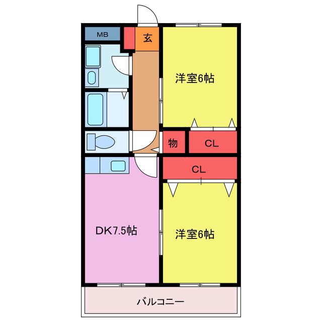 シティマンションタナベ(2DK/4階)の間取り写真