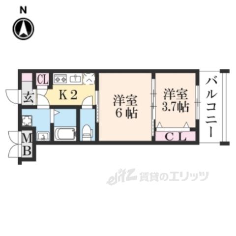 CREST TAPP 京都二条(2K/1階)の間取り写真