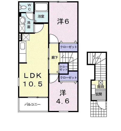 エス・テュエールB(2LDK/2階)の間取り写真