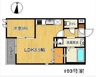 GRANDTIC SUNBATH紫(1LDK/1階)の間取り写真