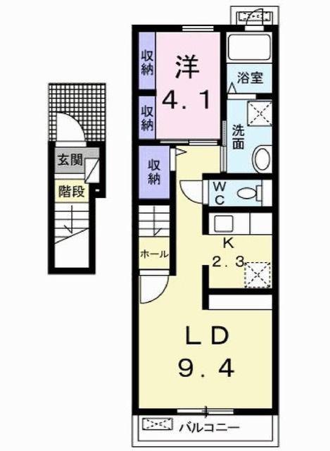 レーヴ・フルリール(1LDK/2階)の間取り写真