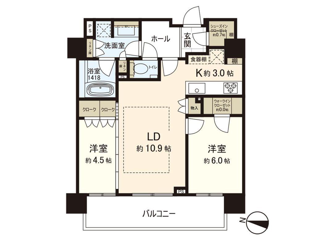 パークホームズ円山公園(2LDK/7階)の間取り写真