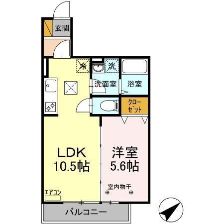 リバーサイドKEI(1LDK/1階)の間取り写真