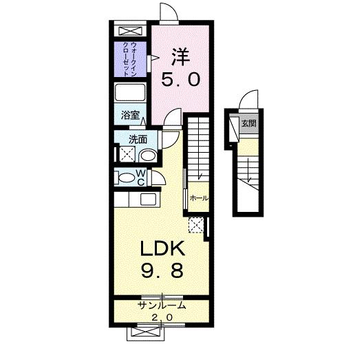 MINAMI A ハウス(1LDK/2階)の間取り写真
