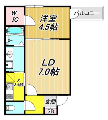 フジパレス尼崎西浦公園III番館(1LDK/2階)の間取り写真