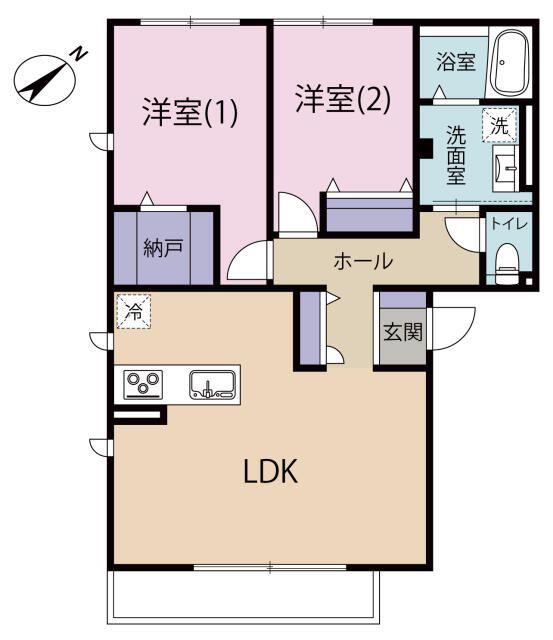 GRAND HILL 清水(2LDK/2階)の間取り写真