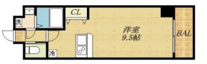 アマルフィ森ノ宮(ワンルーム/3階)の間取り写真