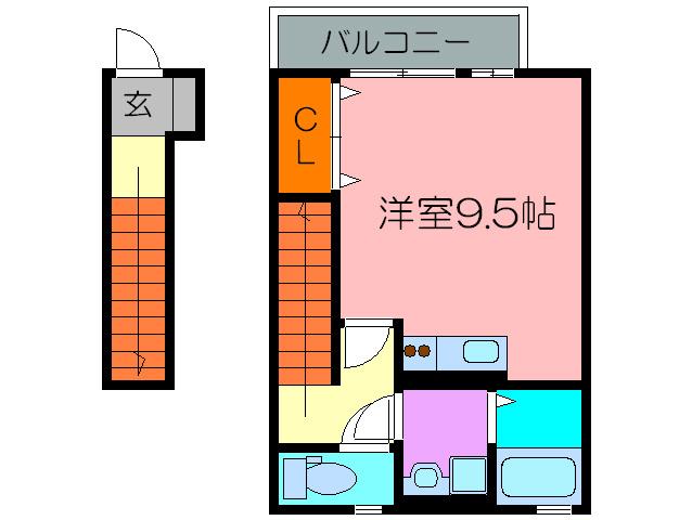フラットソラ(ワンルーム/2階)の間取り写真