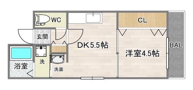 宇都宮ハイツ(1DK/4階)の間取り写真