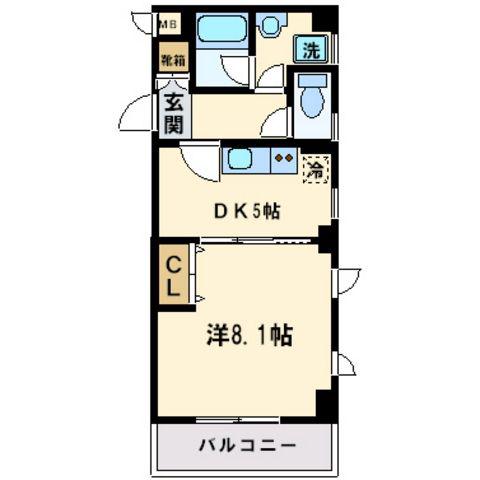 グランシャリオ(1DK/4階)の間取り写真