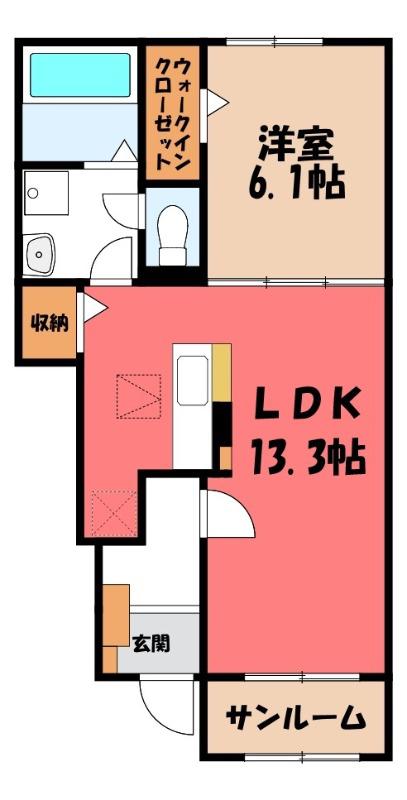ベルジュ(1LDK/1階)の間取り写真