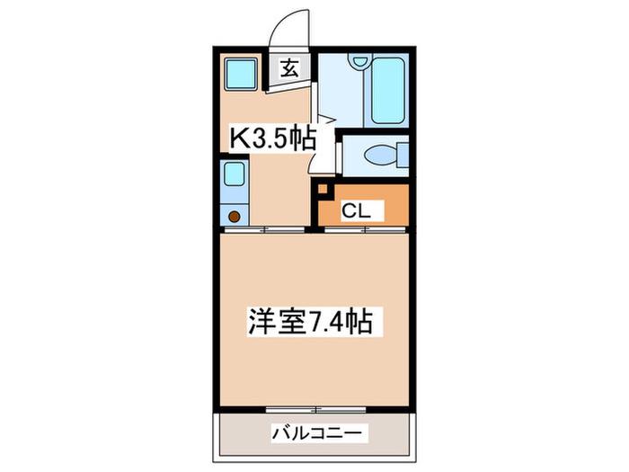 ファジール紫(1K/2階)の間取り写真