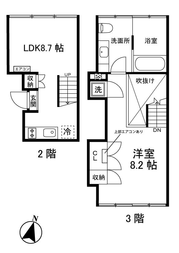 S・BLANC エス・ブラン(1LDK/2階)の間取り写真
