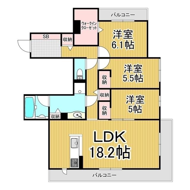 ル・シエル開智(3LDK/3階)の間取り写真