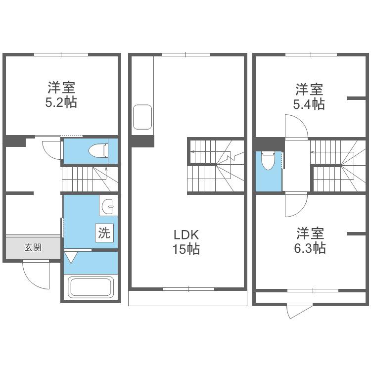 リンドウ(3LDK/1階)の間取り写真