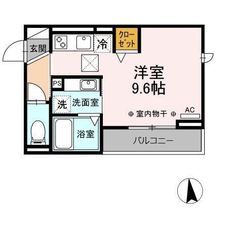 D-HILLS佐藤(ワンルーム/1階)の間取り写真