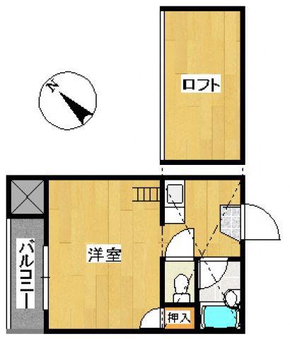サンハイツ東那珂(ワンルーム/2階)の間取り写真