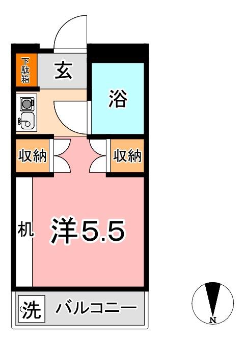 サンピア倉敷(ワンルーム/3階)の間取り写真