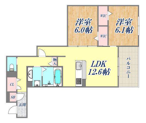 NIGAWA RESIDENCE2(2LDK/1階)の間取り写真