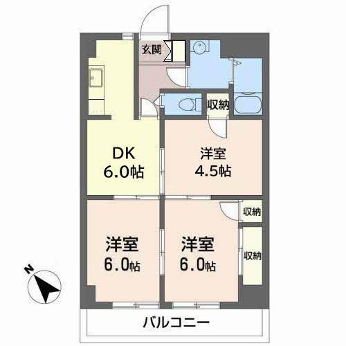 メゾンヒカリ(3DK/4階)の間取り写真