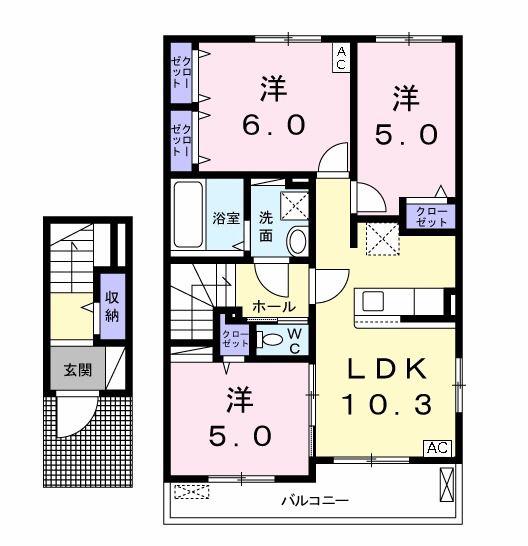 カトレア(3LDK/2階)の間取り写真