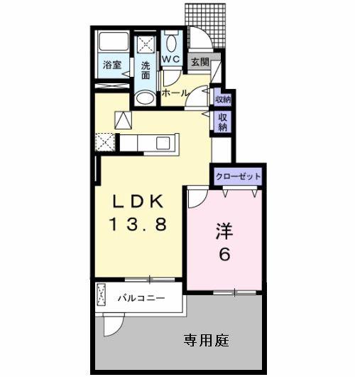 パークサイドエックスII(1LDK/1階)の間取り写真