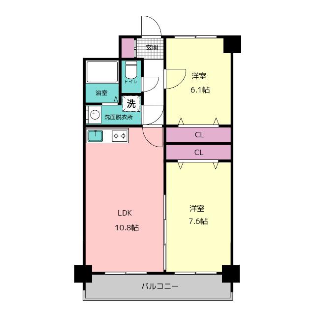CLUB ORIENT BLD NO.93 MARINA GATE B(2LDK/4階)の間取り写真