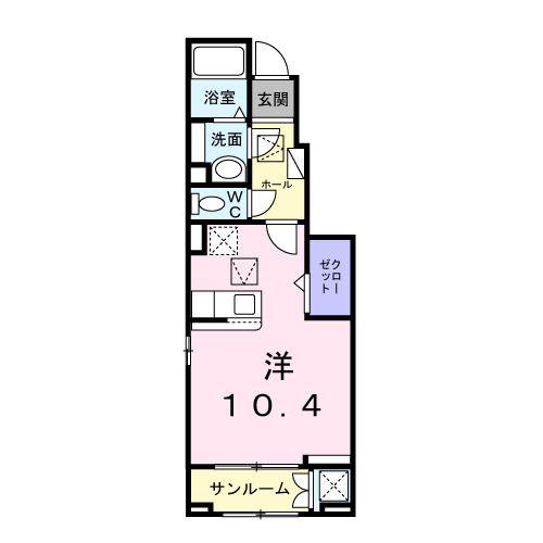 白河市高山アパート(ワンルーム/1階)の間取り写真