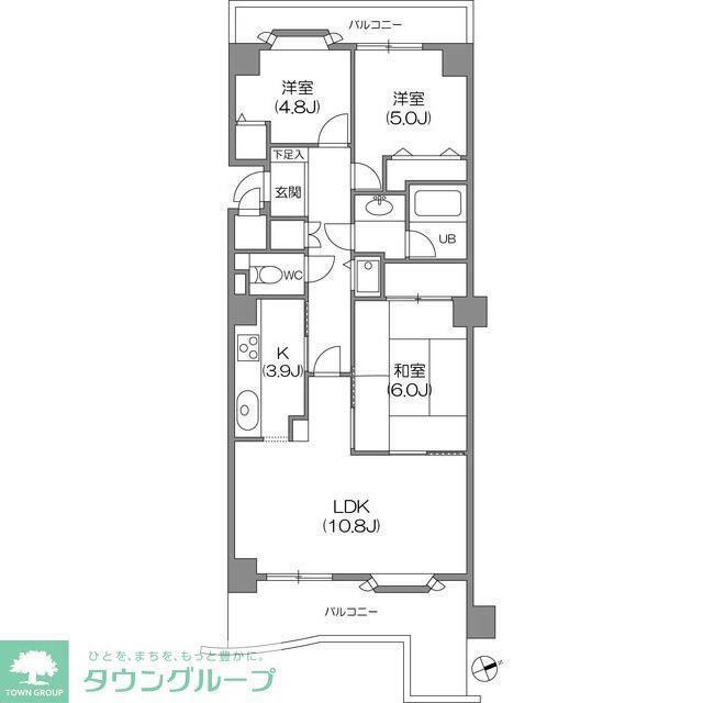 磯子台スカイマンション(3LDK/4階)の間取り写真
