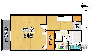 デュマン石井 B棟(1K/1階)の間取り写真