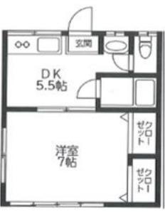喜多見パース(1DK/1階)の間取り写真