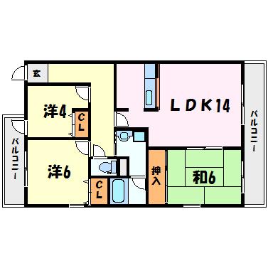 マンションヴィーガ(3LDK/3階)の間取り写真