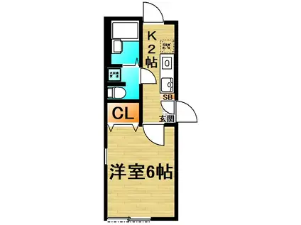 ミヤコハイツ宝町(1K/1階)の間取り写真