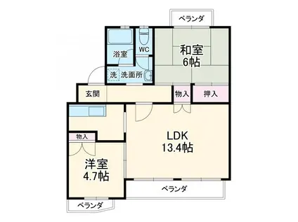 カーサタツミ(2LDK/2階)の間取り写真