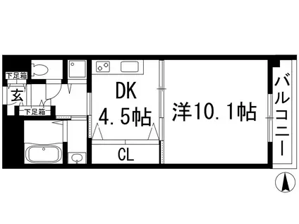 アパートメントハウス姫室(1DK/4階)の間取り写真
