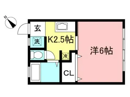 第2白王荘(1K/2階)の間取り写真