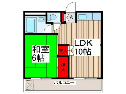 シャトー鴻ノ台(1LDK/3階)の間取り写真