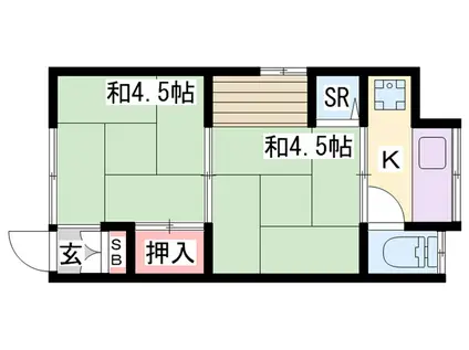 竹田ハイツ(2K/2階)の間取り写真