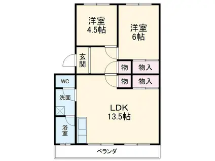 サンライズ21(2LDK/2階)の間取り写真