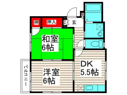 フレグランスひまわりA(2DK/2階)の間取り写真
