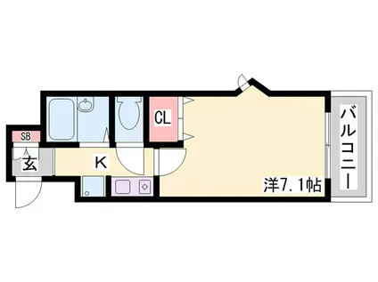 ヴェルディ神戸(1K/7階)の間取り写真